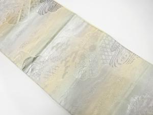 道長取りに松・菊・流水模様織り出し　袋帯